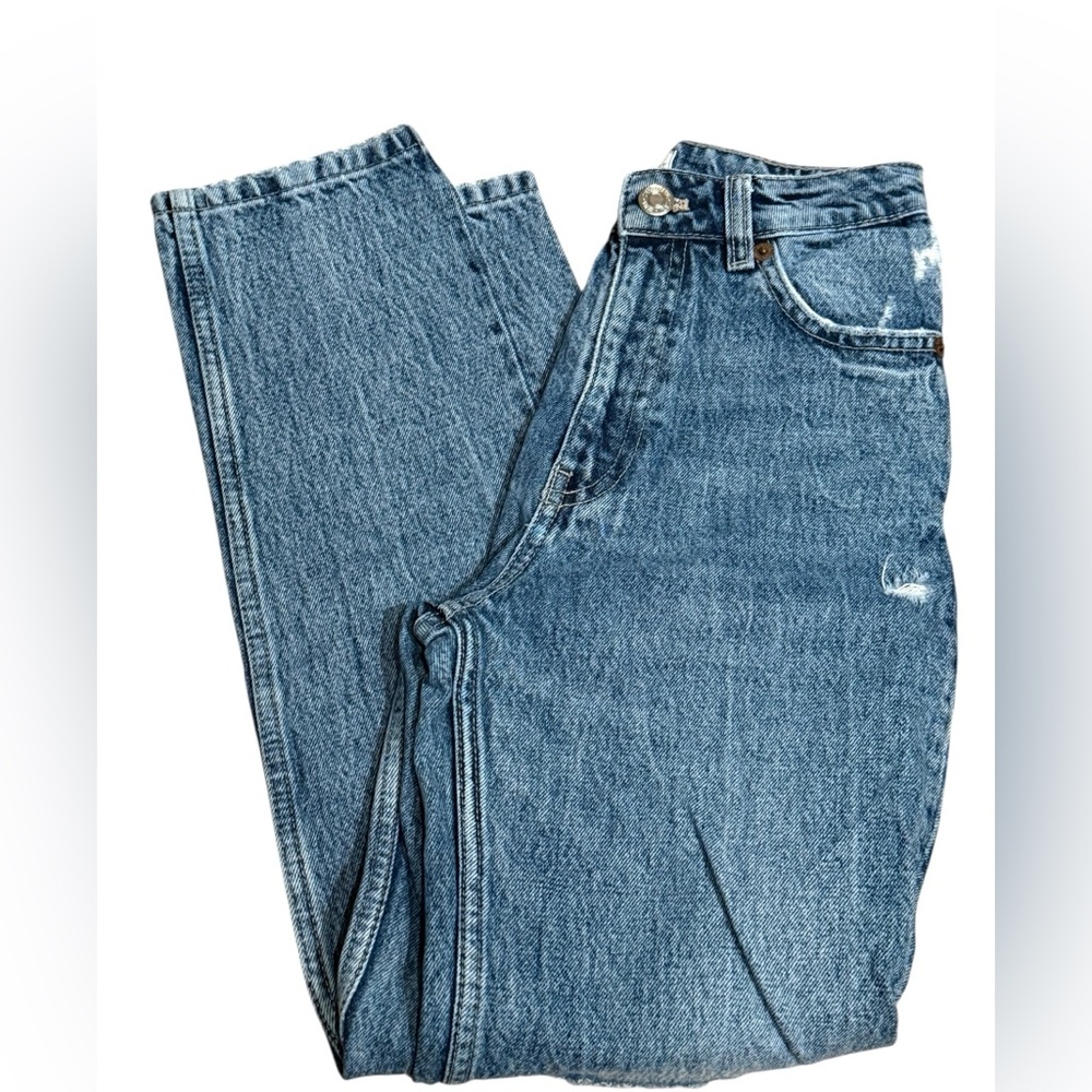 High-Rise Ripped Jeans - Blue